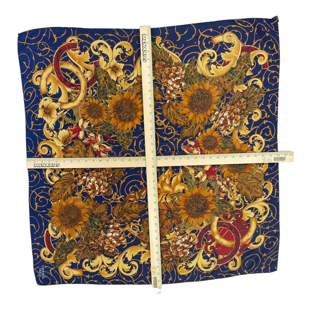 Vintage 90’s Chanel Logo Sunflower Silk Scarf Large Square Pristine - Premium Clothing, Shoes & Accessories:Baby:Baby & Toddler Clothing:Bottoms from CHANEL - Just $299.00! Shop now at Finds For You