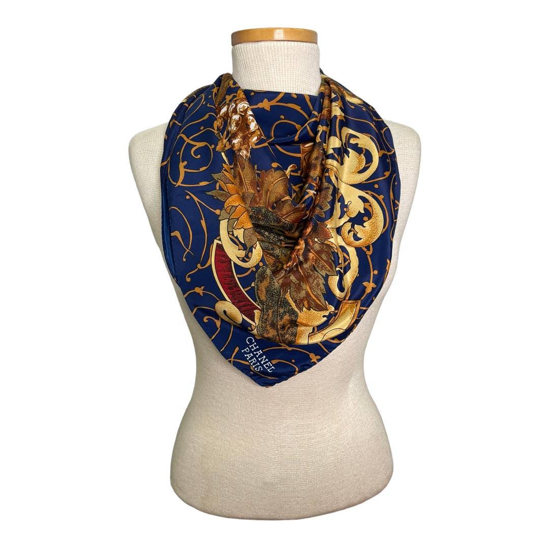 Vintage 90’s Chanel Logo Sunflower Silk Scarf Large Square Pristine - Premium Clothing, Shoes & Accessories:Baby:Baby & Toddler Clothing:Bottoms from CHANEL - Just $299.00! Shop now at Finds For You