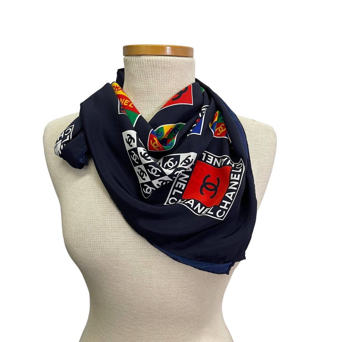 Vintage 90’s Chanel Silk Logo Scarf Black Multi - Premium from CHANEL - Just $379.0! Shop now at Finds For You