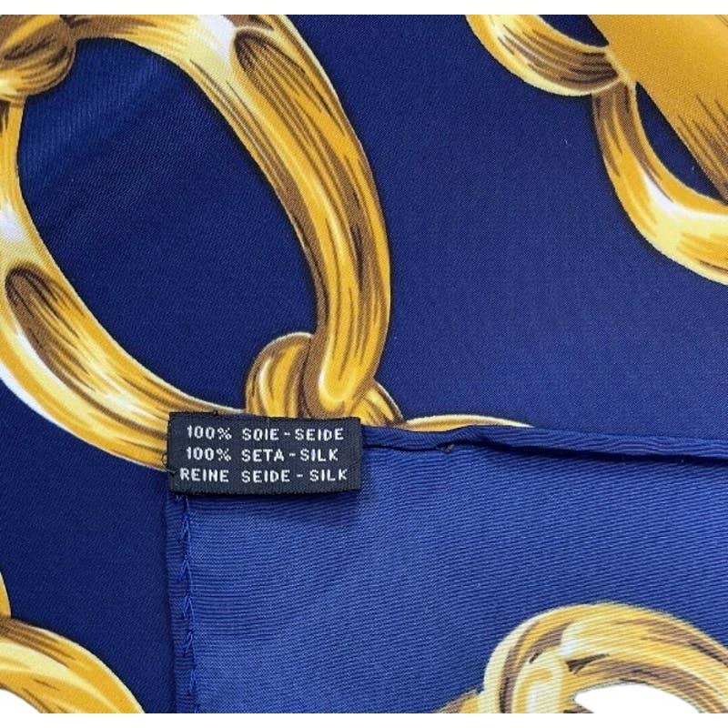 Vintage 90’s Chanel Silk Logo Scarf Chain Print Navy - Premium from CHANEL - Just $449.0! Shop now at Finds For You