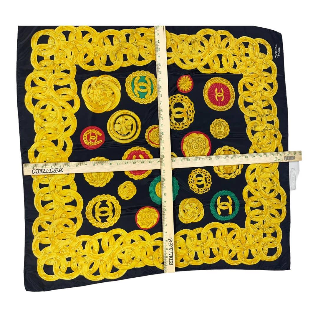 Vintage 90’s Chanel Silk Logo Scarf Jewelry Print Black - Premium from CHANEL - Just $479.0! Shop now at Finds For You