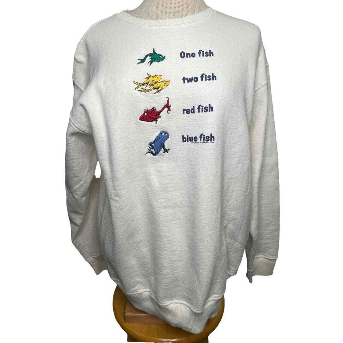 Vintage 90’s Dr Seuss One Fish Two Fish Red Fish Blue Fish Sweatshirt Medium - Premium Clothing, Shoes & Accessories:Baby:Baby & Toddler Clothing:Bottoms from Dr Suess - Just $59.99! Shop now at Finds For You
