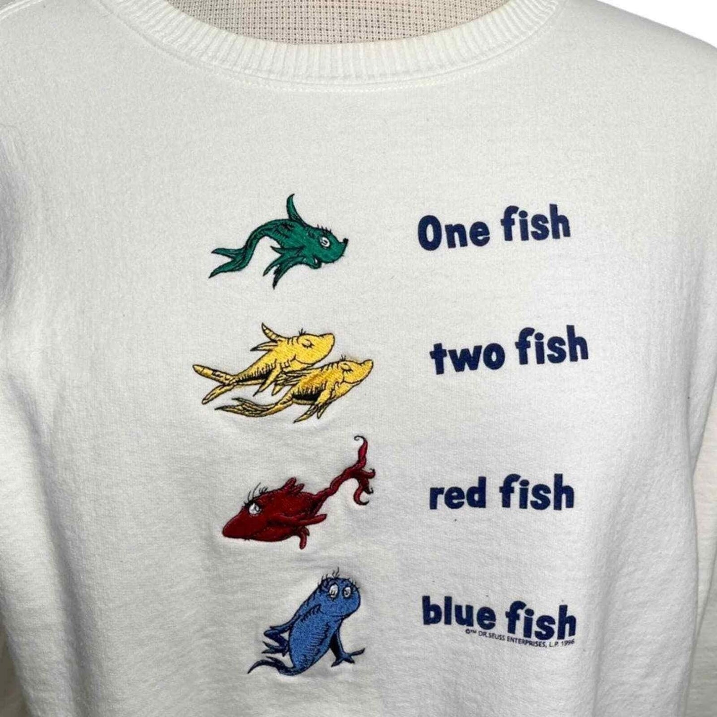 Vintage 90’s Dr Seuss One Fish Two Fish Red Fish Blue Fish Sweatshirt Medium - Premium Clothing, Shoes & Accessories:Baby:Baby & Toddler Clothing:Bottoms from Dr Suess - Just $59.99! Shop now at Finds For You