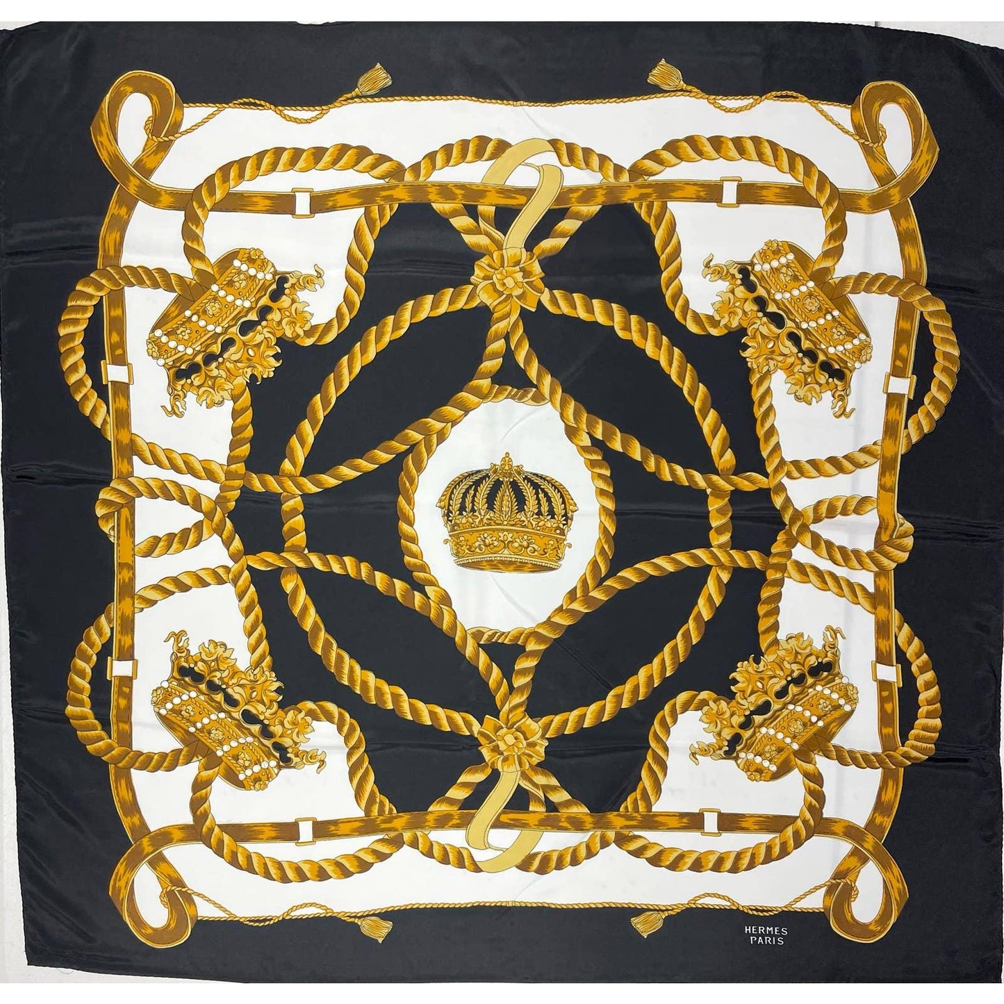 Vintage 90’s Hermes Silk Logo Scarf Jewelry Print Black - Premium from CHANEL - Just $479.00! Shop now at Finds For You