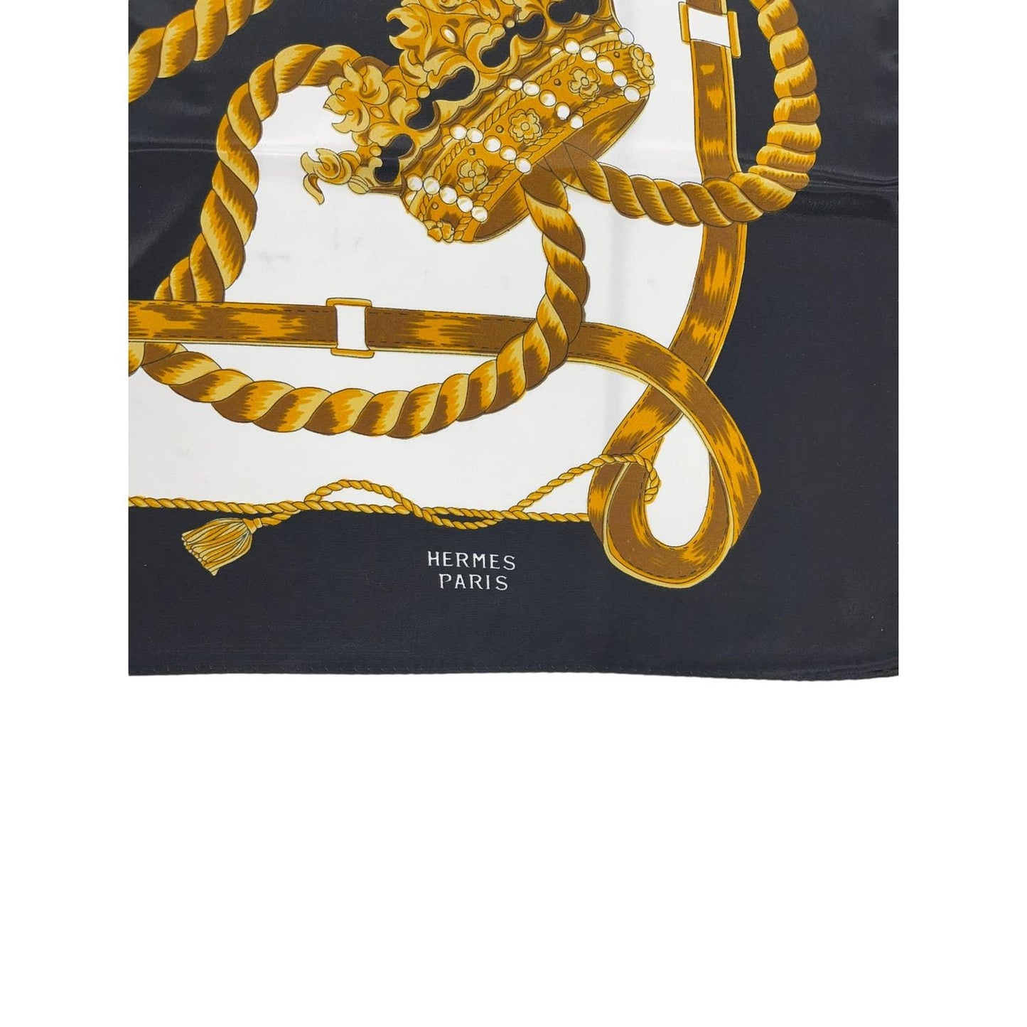 Vintage 90’s Hermes Silk Logo Scarf Jewelry Print Black - Premium from CHANEL - Just $479.00! Shop now at Finds For You