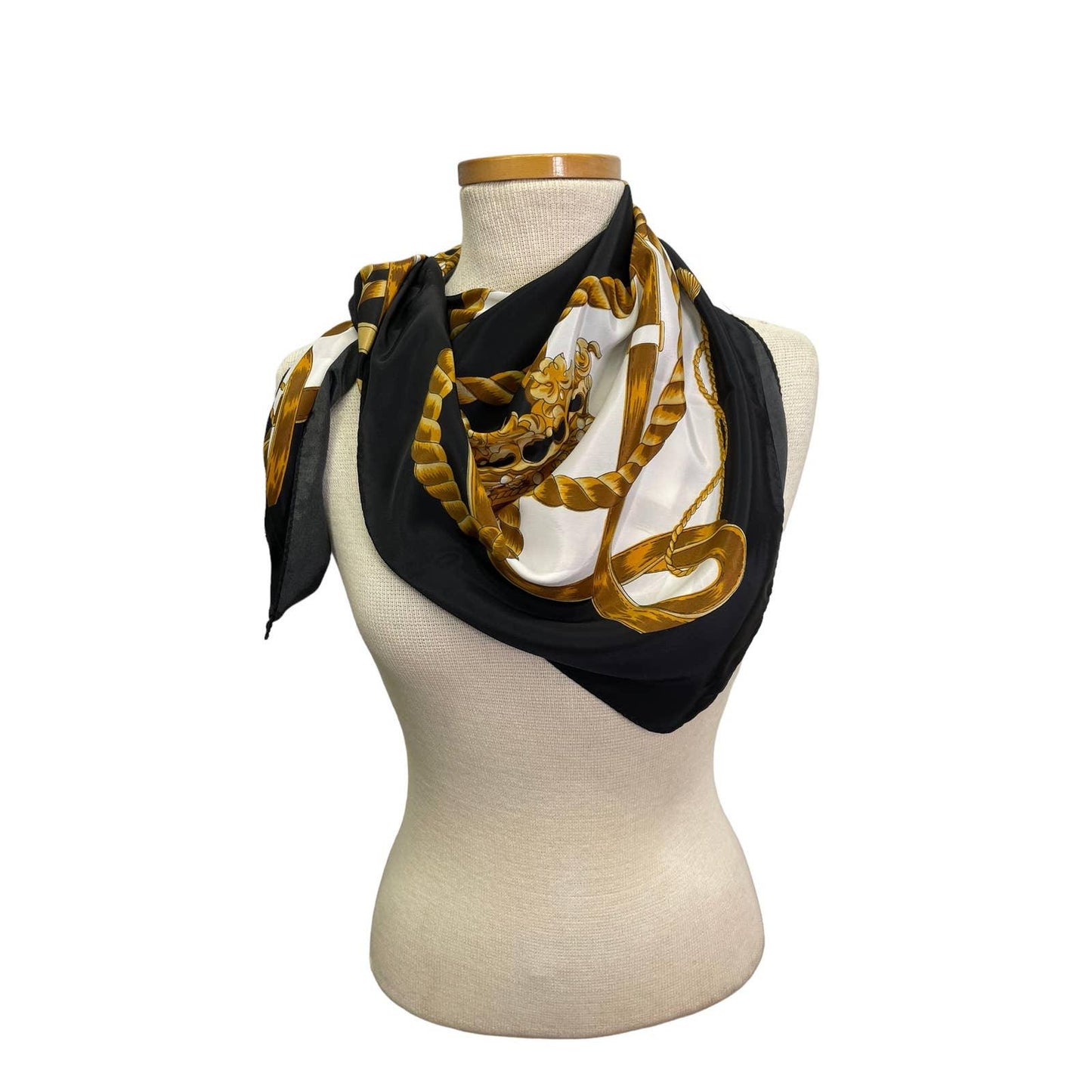 Vintage 90’s Hermes Silk Logo Scarf Jewelry Print Black - Premium from CHANEL - Just $479.00! Shop now at Finds For You
