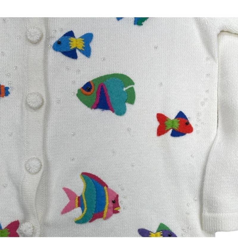 Vintage 90’s Talbots Colorful Fish Cardigan Knit Sweater Size Small Petite - Premium  from Talbots - Just $49.00! Shop now at Finds For You