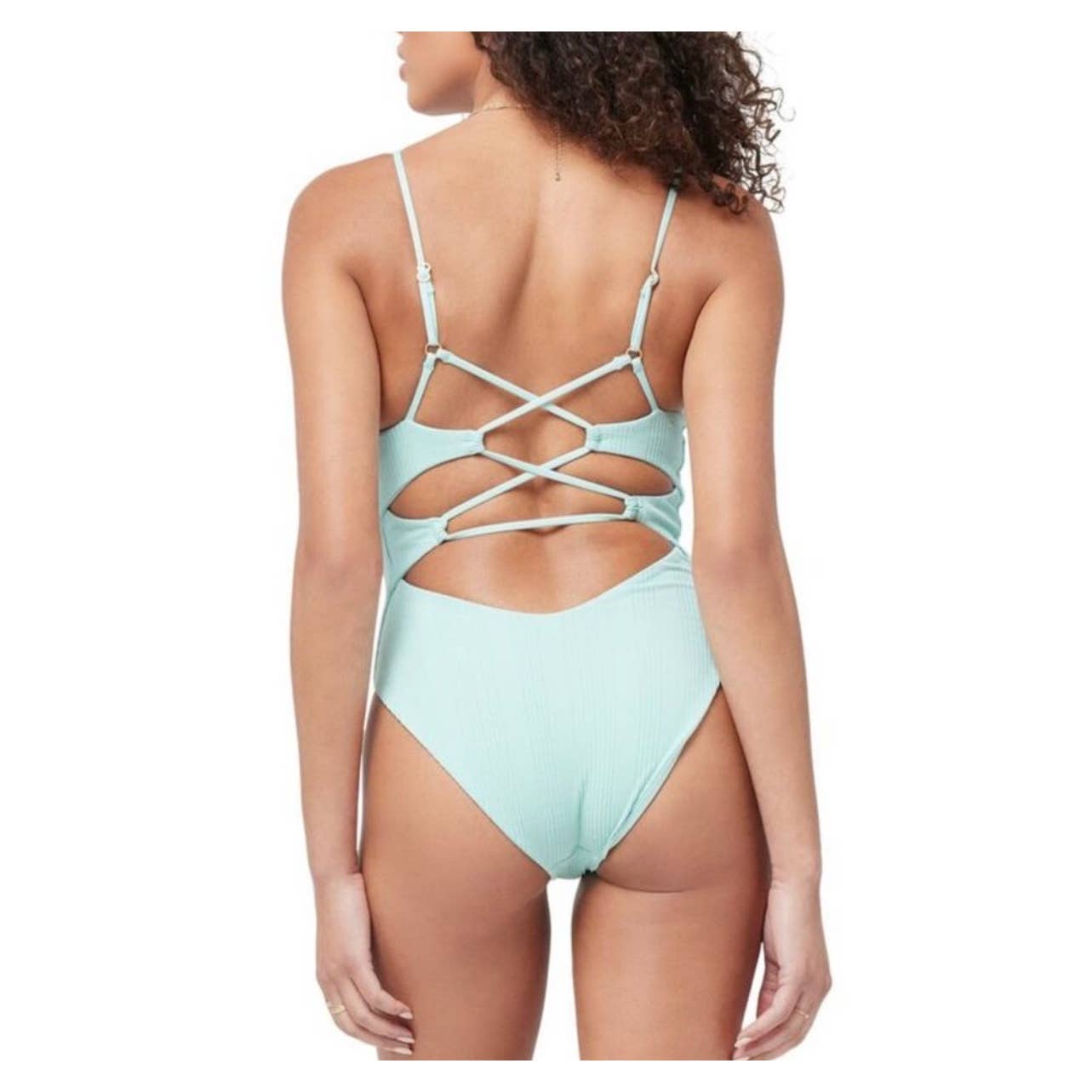 L*SPACE Gianna Pointelle One Piece Bathing Suit Swimsuit Size S Blue - Premium  from L*SPACE - Just $99.0! Shop now at Finds For You