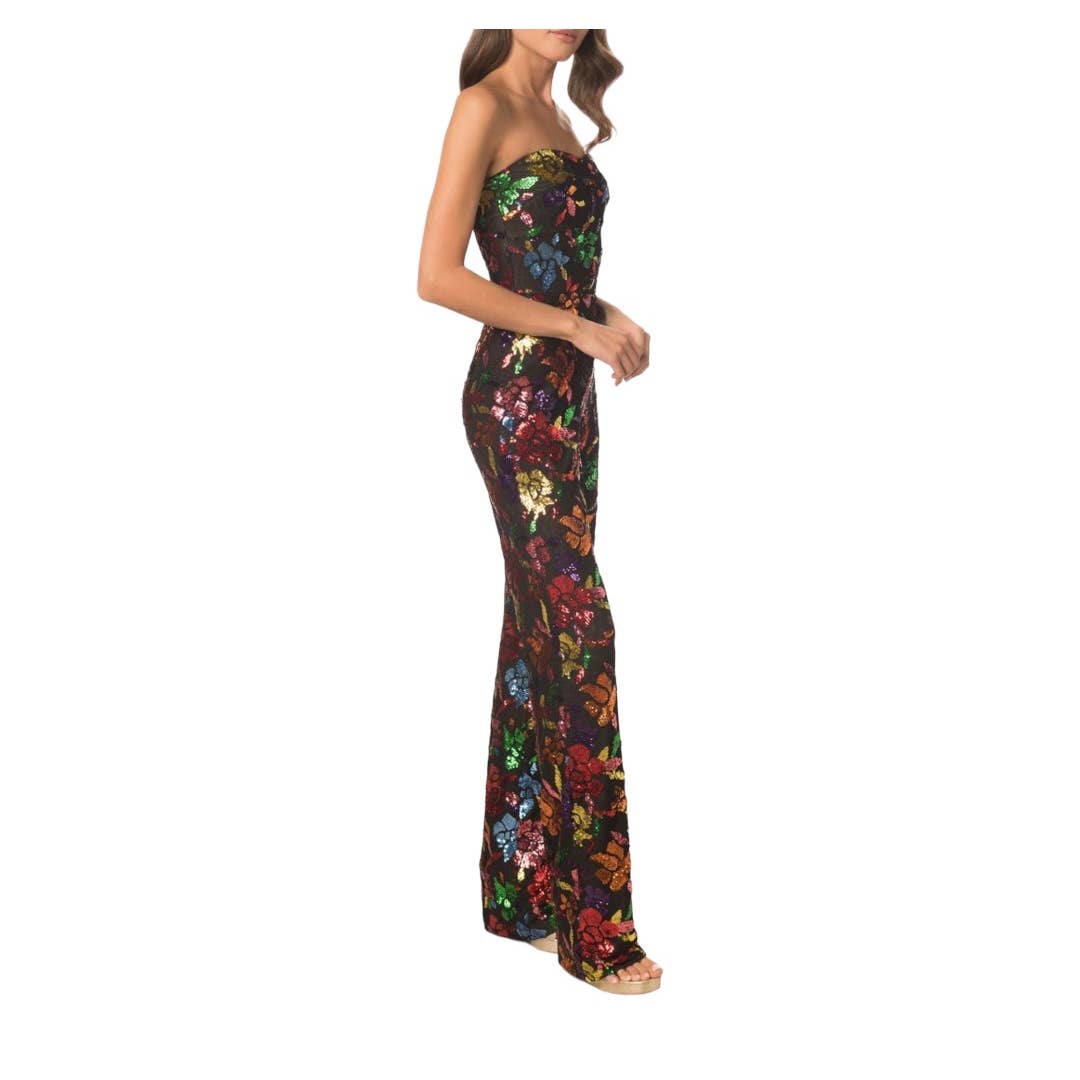 Dress The Population Preston Floral Sequin Strapless Sleeveless Jumpsuit Size XS New - Premium  from Dress The Population - Just $199.00! Shop now at Finds For You