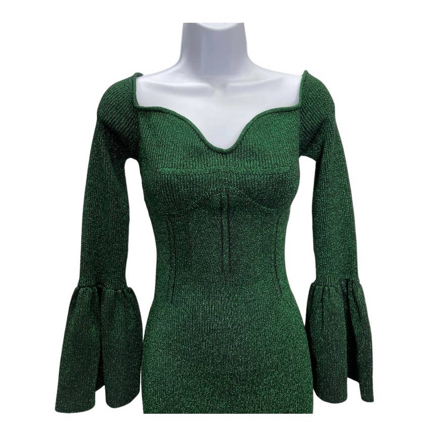 Self Portrait Off The Shoulder Ribbed Midi Dress Size Large New Green - Premium  from Self-Portrait - Just $299.0! Shop now at Finds For You