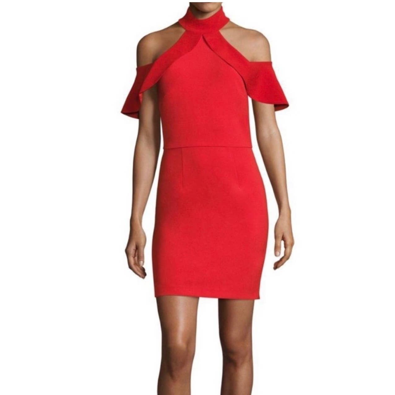 Alice + Olivia Ebony Cold Shoulder Red Dress Size 10