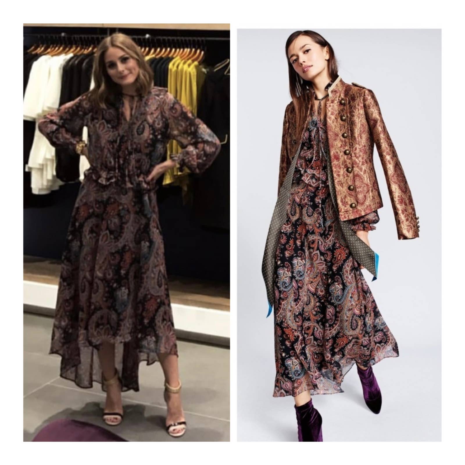 Banana Republic x Olivia Palermo High Low Paisley Silk Dress Size L Finds For You