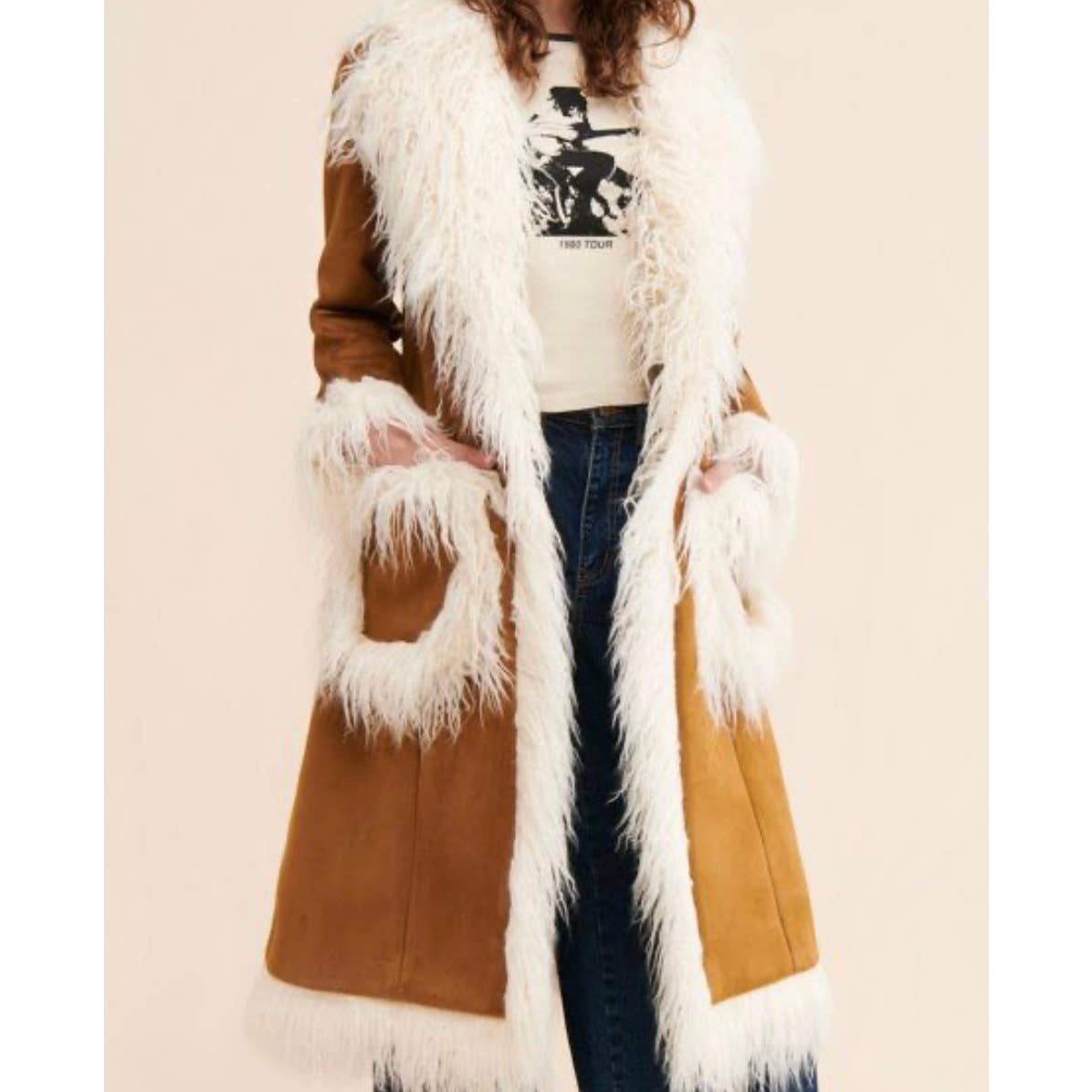 Anthropologie Hutch Faux Fur Trimmed Coat Jacket Size M Tan Cream - Premium  from Anthropologie - Just $299.0! Shop now at Finds For You