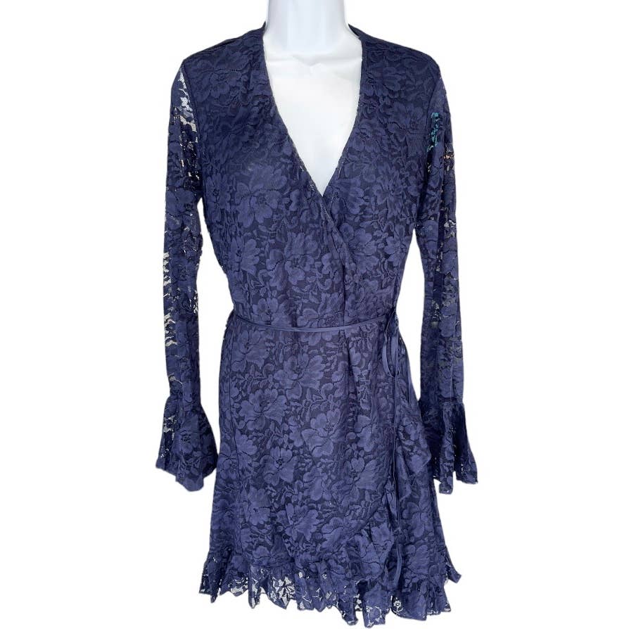 We are HAH Wrap Star Lace Ruffle Dress Festival Bloggers Favorite New M Navy - Premium  from We are HAH - Just $119.0! Shop now at Finds For You