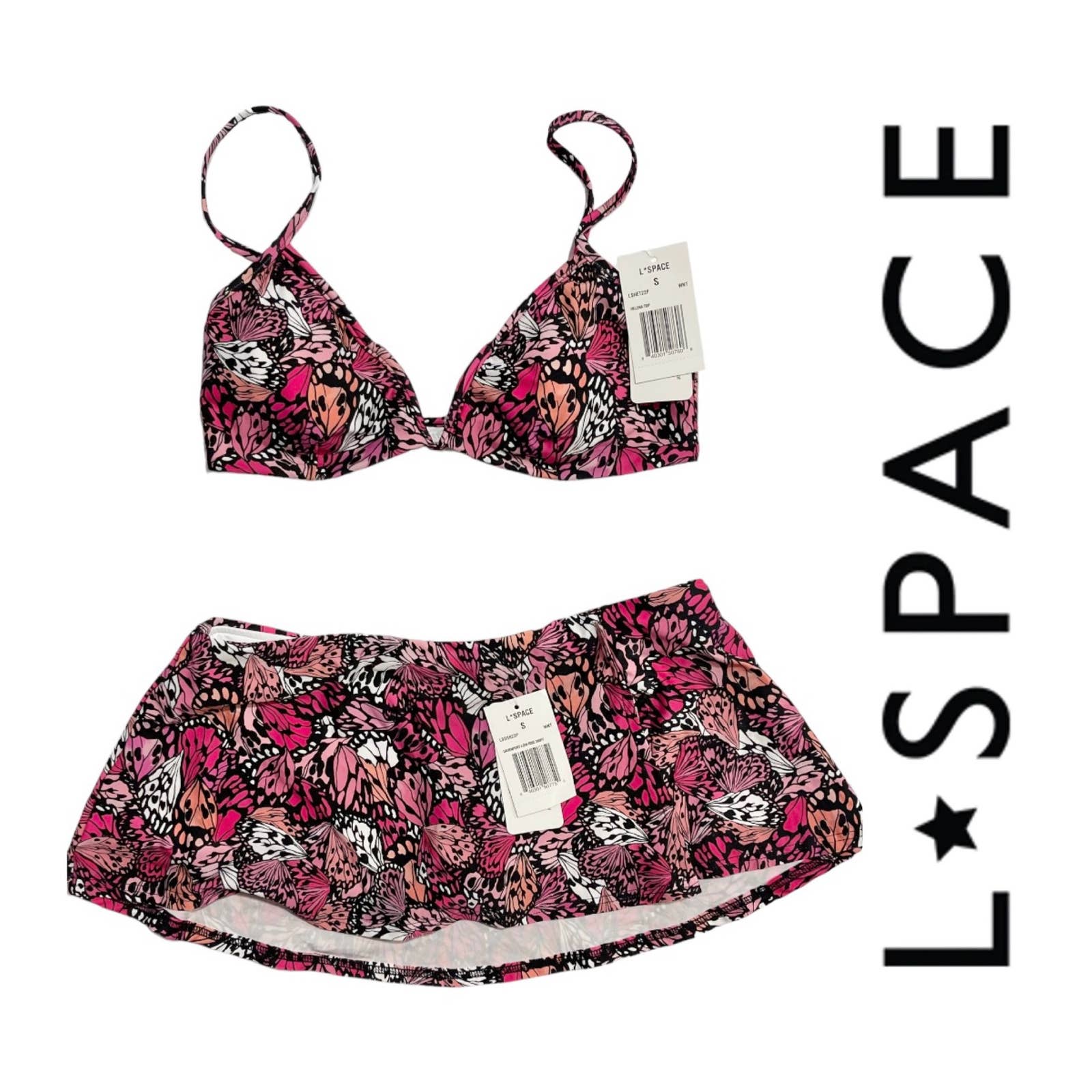 L*SPACE Revolve Set Davenport Low Rise Skirt Helena Bikini Top Butterflies S - Premium  from L*SPACE - Just $119.0! Shop now at Finds For You