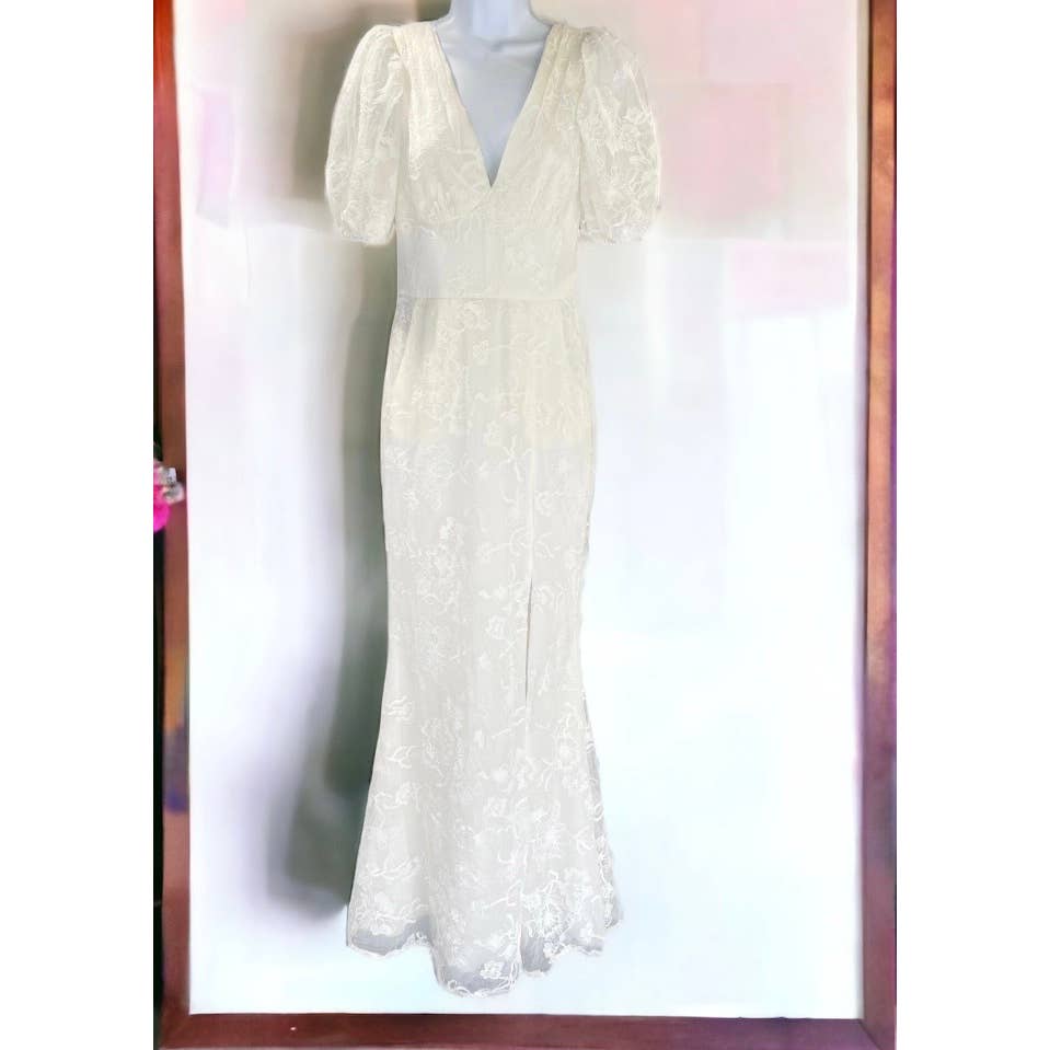 Dress The Population Off White Lace Trumpette Gown Dress Bohemian Festival S - Premium  from Dress The Population - Just $129.0! Shop now at Finds For You