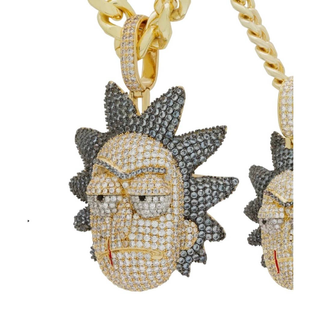 King Ice x Rick and Morty Evil Rick Gold Necklace New - Premium  from King Ice - Just $249.0! Shop now at Finds For You