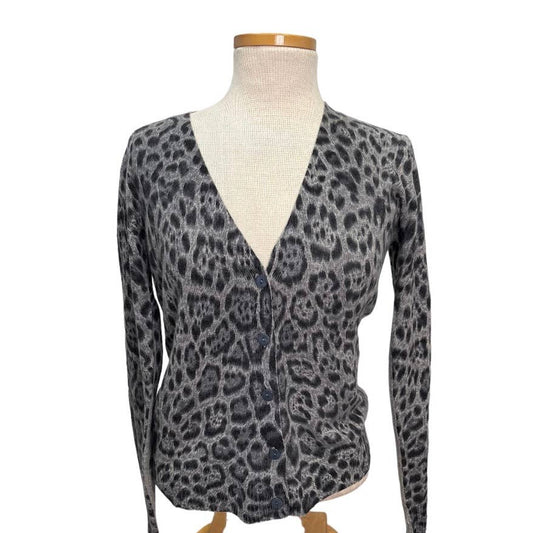 Pure Amici 100% Cashmere Leopard Print Knit Cardigan M New Gray - Premium  from Pure Amici - Just $99.0! Shop now at Finds For You