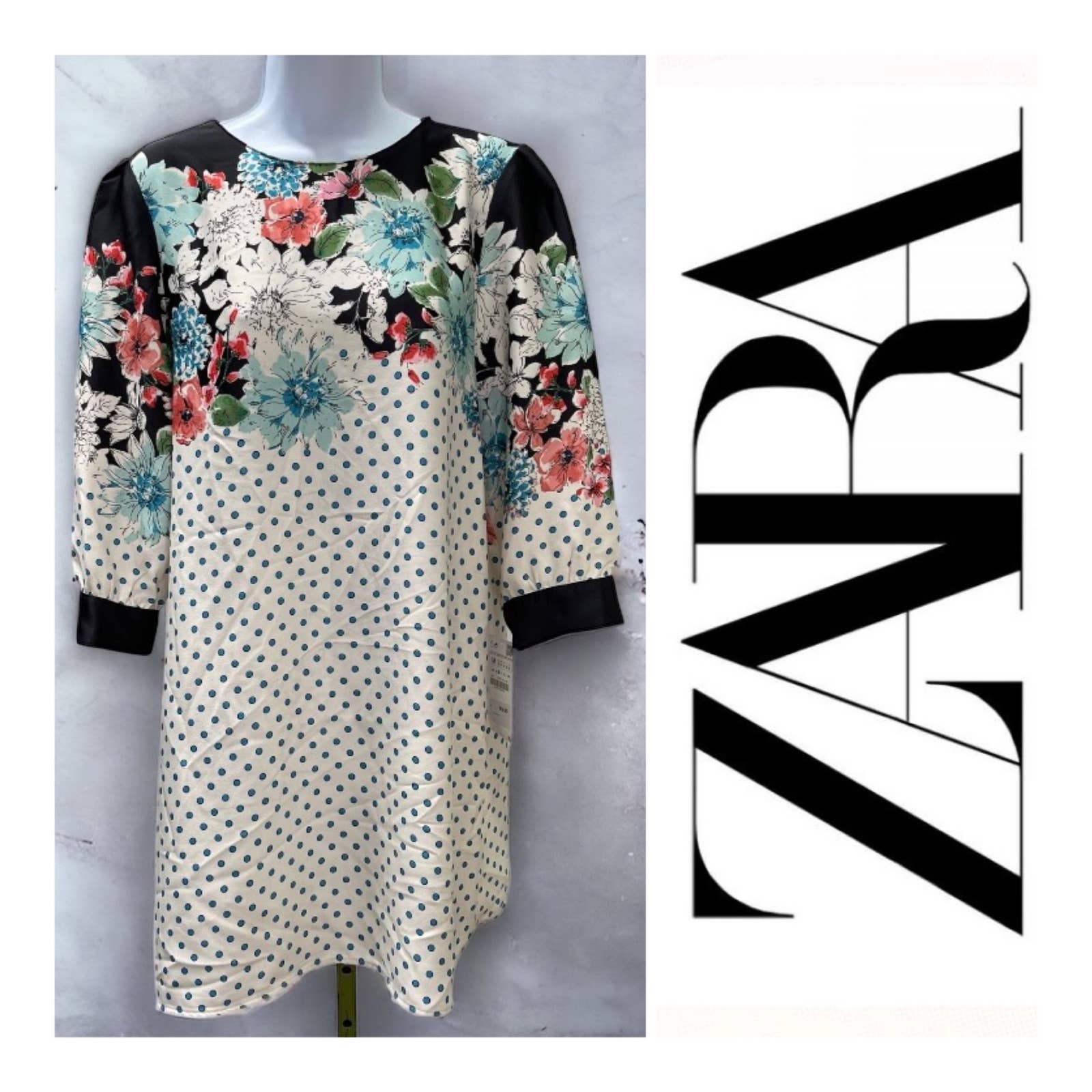 Zara Polka Dot and Floral Dress Size M - Premium  from ZARA - Just $59.0! Shop now at Finds For You