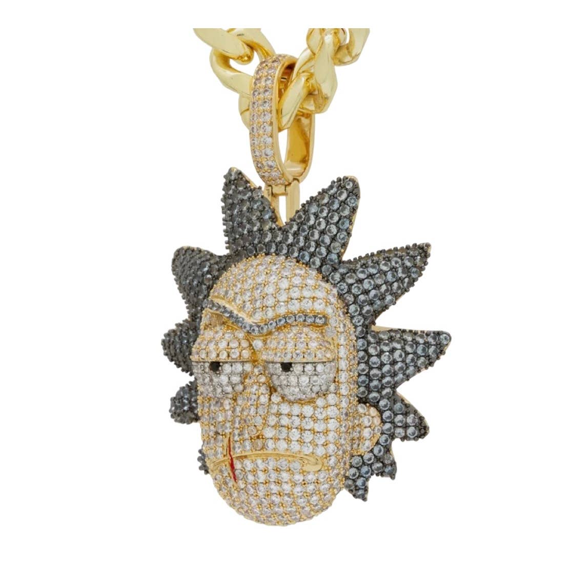 King Ice x Rick and Morty Evil Rick Gold Necklace New - Premium  from King Ice - Just $249.0! Shop now at Finds For You