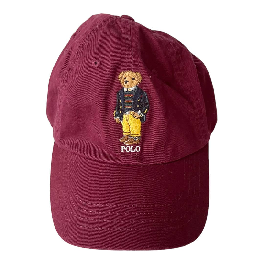 Polo Ralph Lauren Chino Embroidered Bear Baseball Cap Hat One Size Wine - Premium  from Polo Ralph Lauren - Just $64.00! Shop now at Finds For You