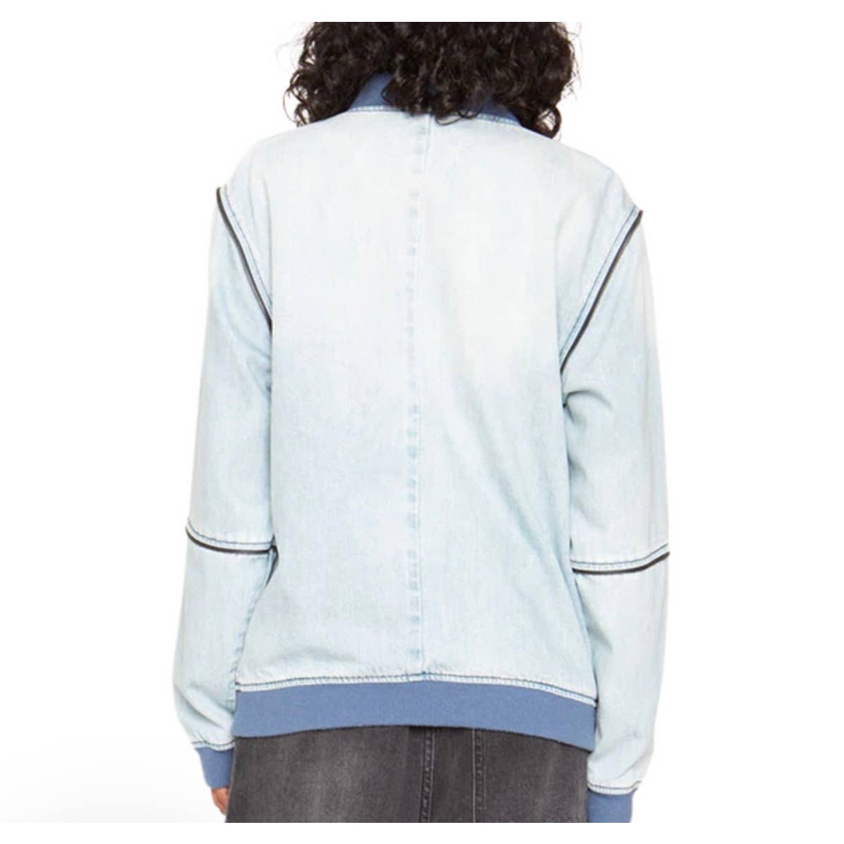 Sandrine Rose x Free People Bomber Jacket Womens Size shops small Denim Full Zip