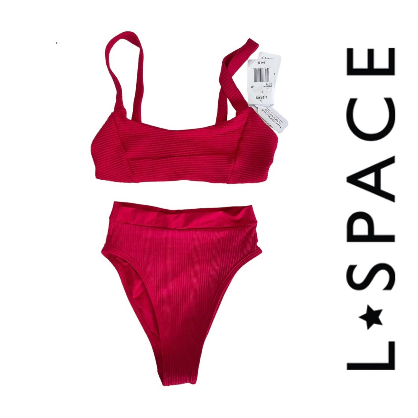 L*SPACE Set Jess Pointelle Bikini Top High Rise Bitsy Bottom Swim Size S Red - Premium  from L*SPACE - Just $79.0! Shop now at Finds For You