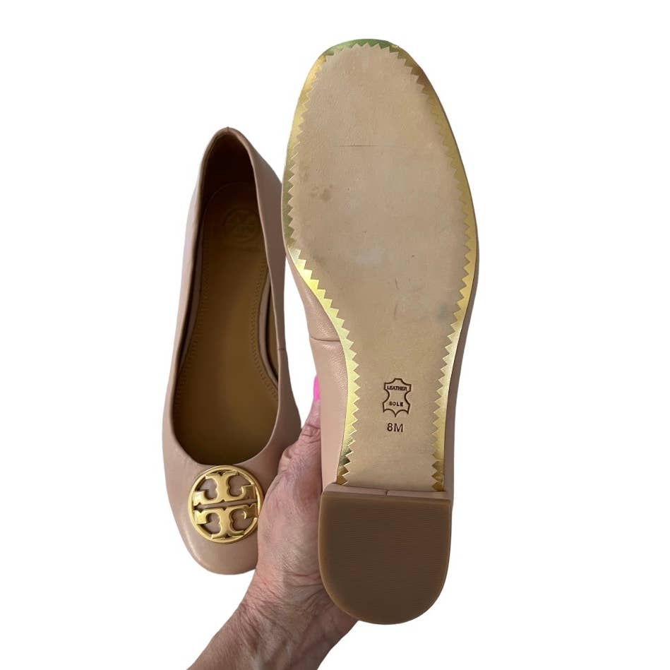 Tory Burch Chelsea Logo 25mm Ballet Flats Shoes Leather Size 8 Nude - Premium  from Tory Burch - Just $239.00! Shop now at Finds For You