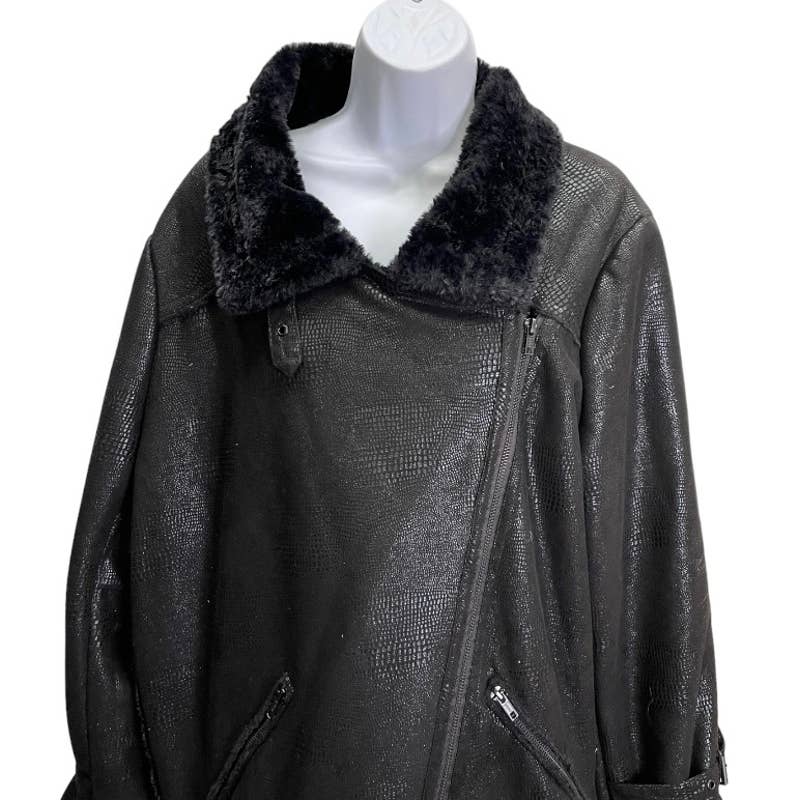Anthropologie Hutch Rhys Sherpa Moto Jacket Coat Size XL Black - Premium  from Anthropologie - Just $199.0! Shop now at Finds For You