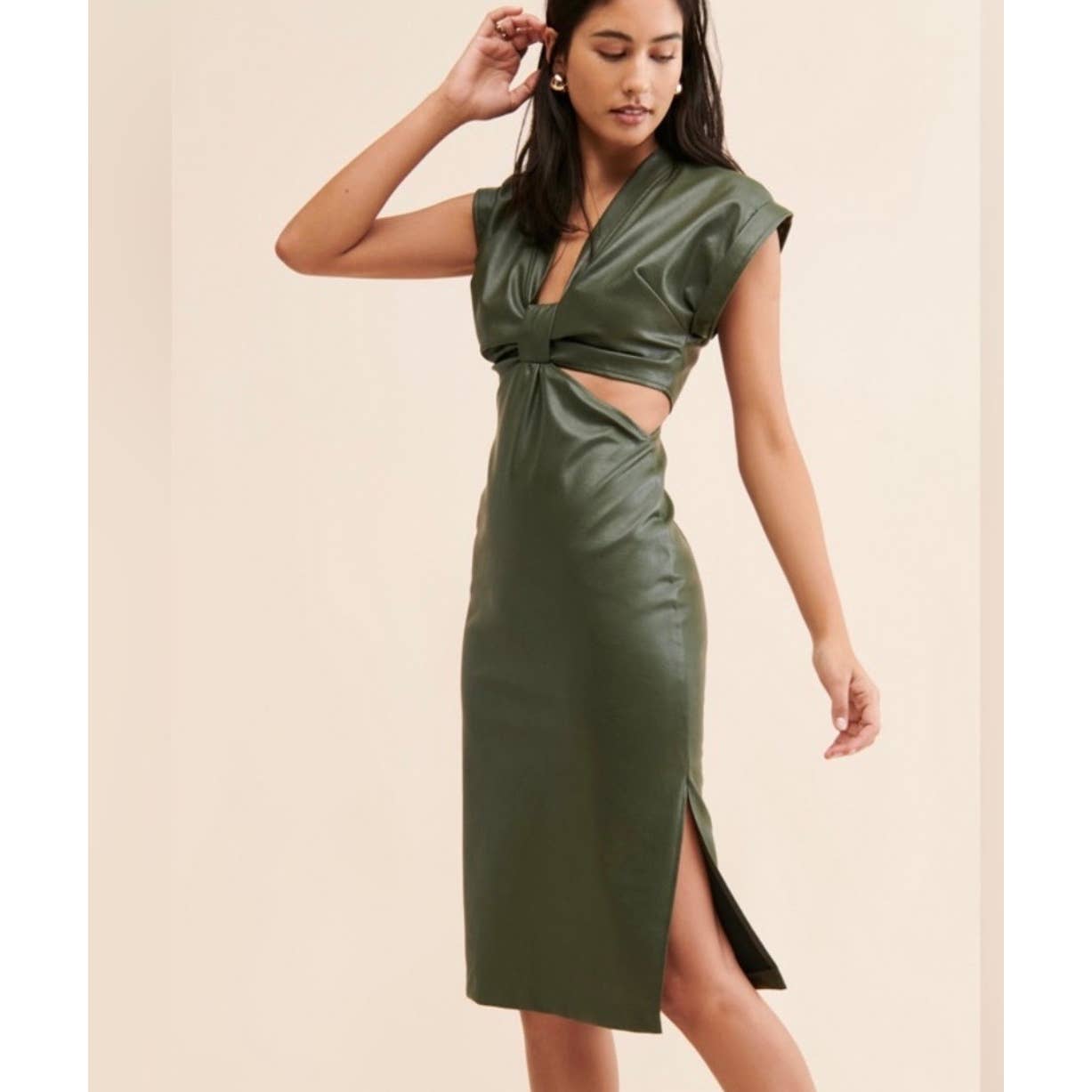 Anthropologie Eva Franco Vegan Cut Out Midi Dress Size 4 Green – Finds For You