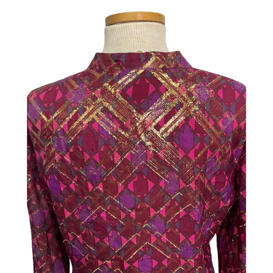Tory Burch Gold Lame Plaid Tunic Top Blouse Size 8 - Premium  from Tory Burch - Just $89.0! Shop now at Finds For You
