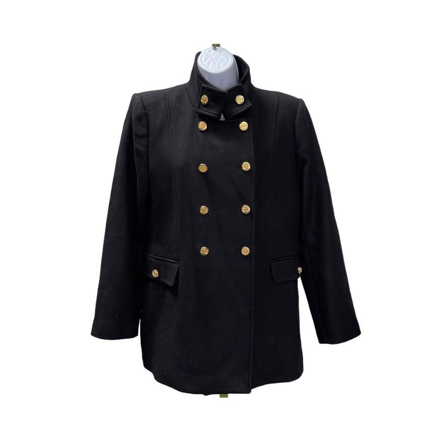 Zara Gold Button Wool Blend Double Breasted Coat Jacket Size Large Black - Premium  from ZARA - Just $189.0! Shop now at Finds For You