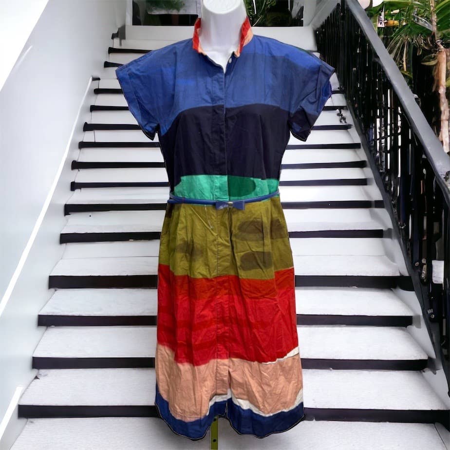 Boglioli Milan Colorful Abrstact Button Front Dress Sz 42 Made in Italy - Premium  from Boglioli - Just $249.00! Shop now at Finds For You