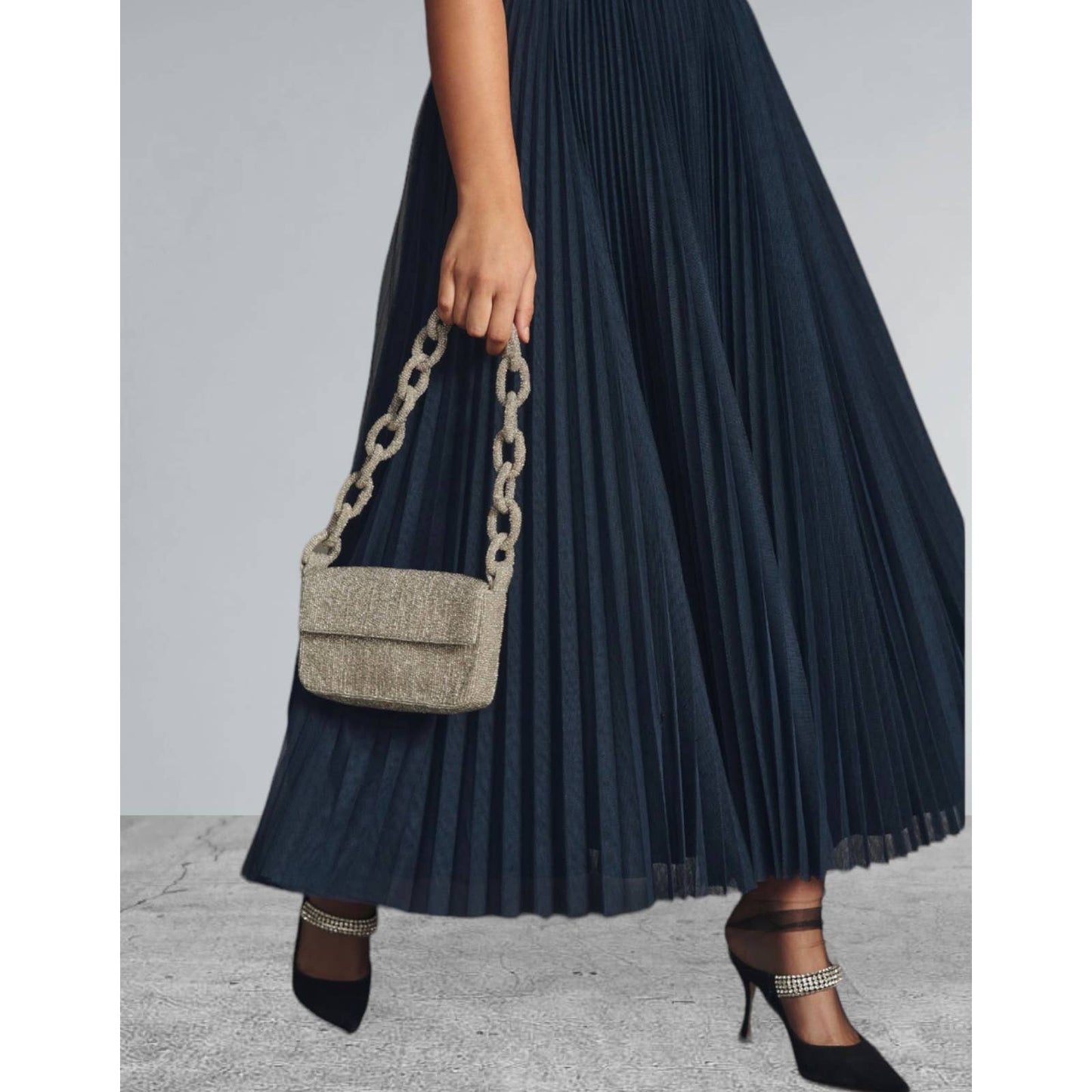 Anthropologie Hutch Pleated Sweetheart Midi Dress Plus Size 20 Navy New - Premium  from Anthropologie - Just $199.00! Shop now at Finds For You