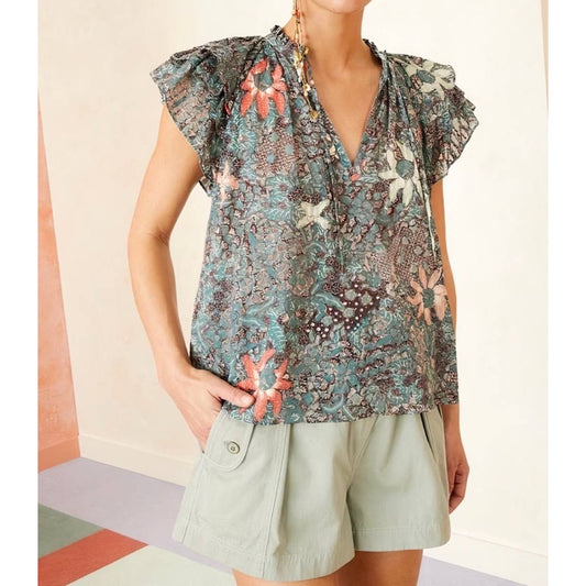 Ulla Johnson Cotton Blend Floral Flutter Dara Top Blouse Size 8 - Premium  from Ulla Johnson - Just $139.0! Shop now at Finds For You