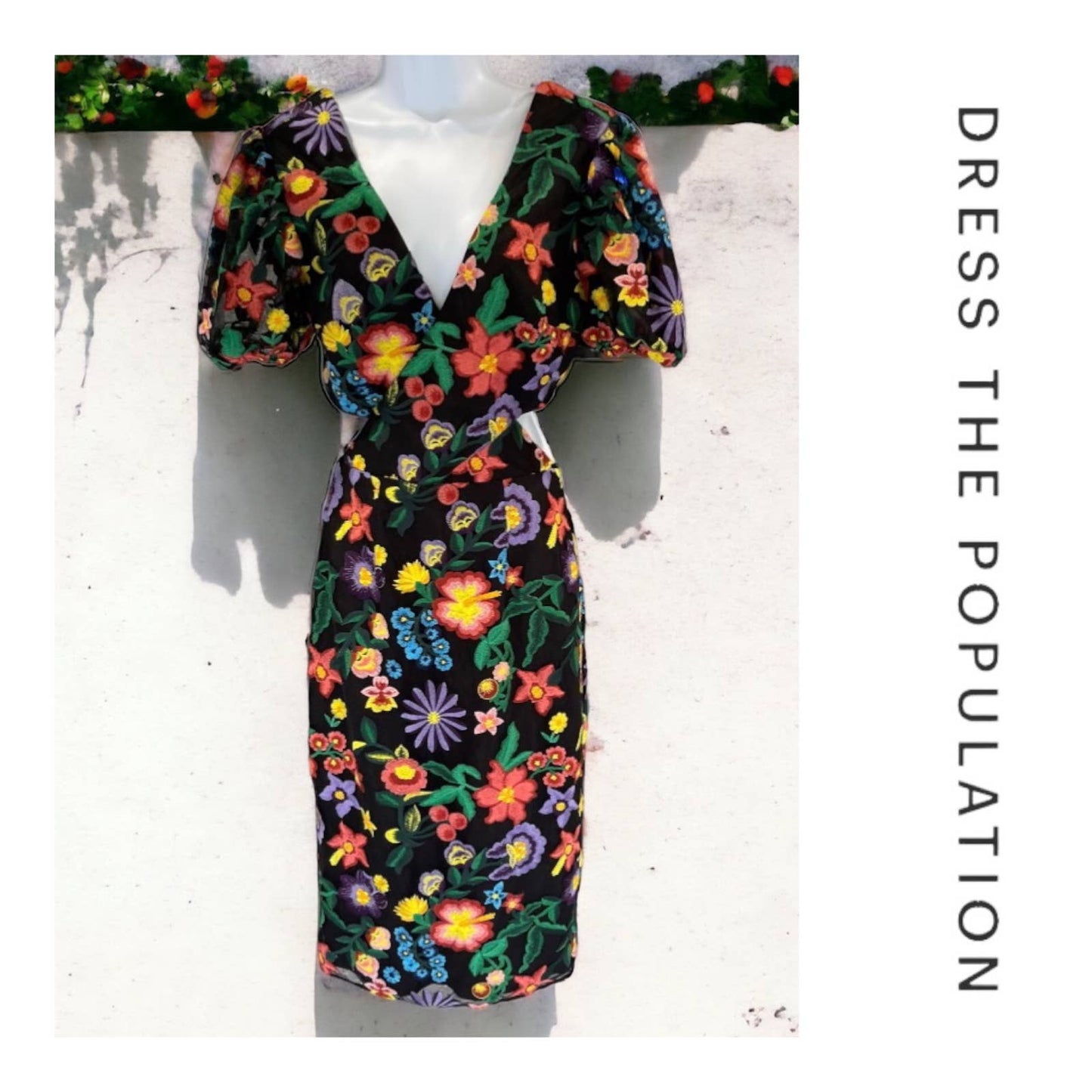 Dress The Population Embroided Cut Out Puff Sleeve Midi Dress Small New - Premium  from Dress The Population - Just $159.0! Shop now at Finds For You