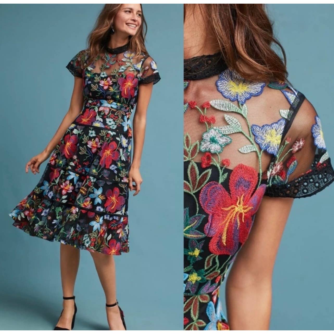 Anthropologie Vone Floral Embroidered Midi Dress Size 12 - Premium  from Anthropologie - Just $229.0! Shop now at Finds For You