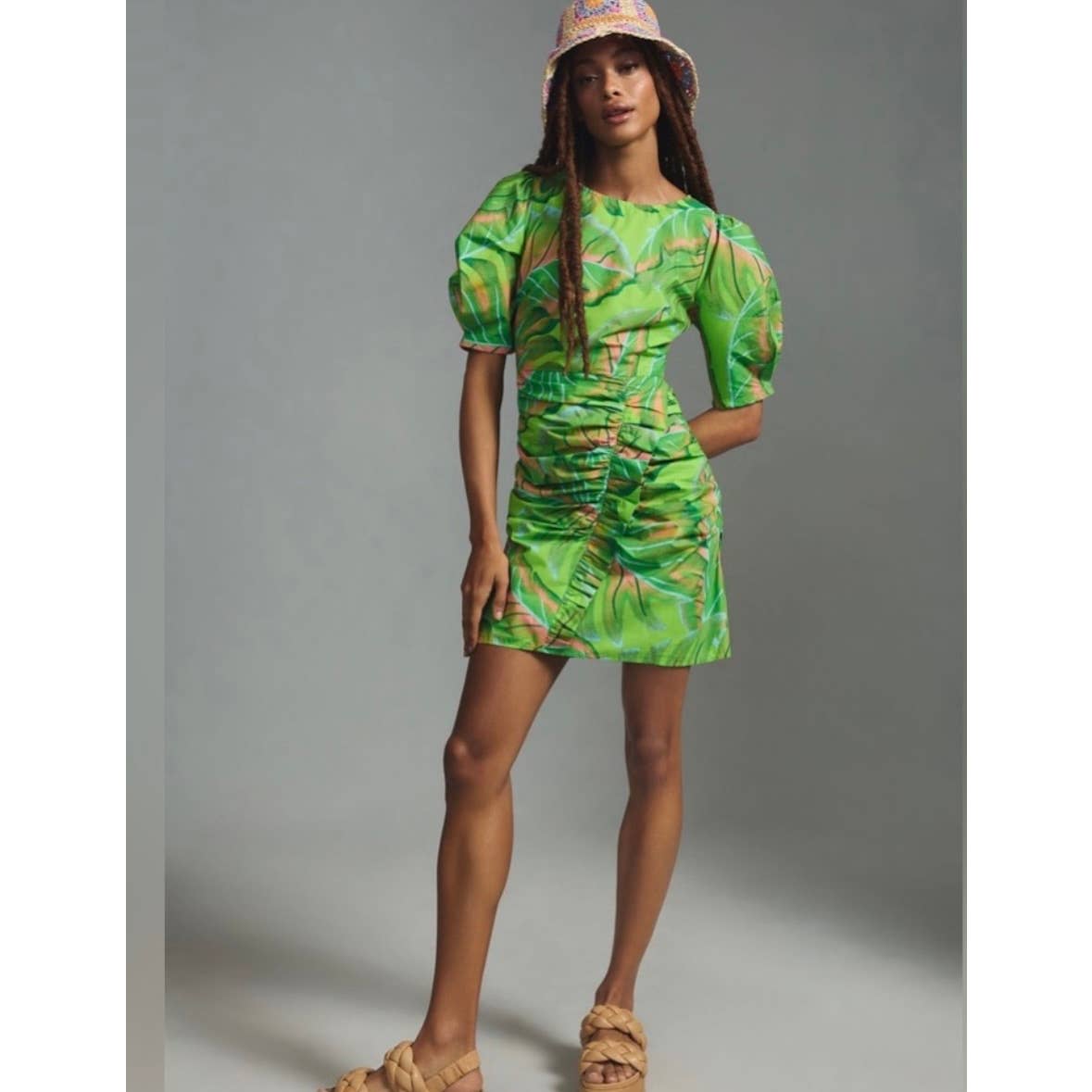 Farm Rio Anthropologie Puff Sleeve Mini Dress Lime Small - Premium  from Farm Rio - Just $168.0! Shop now at Finds For You