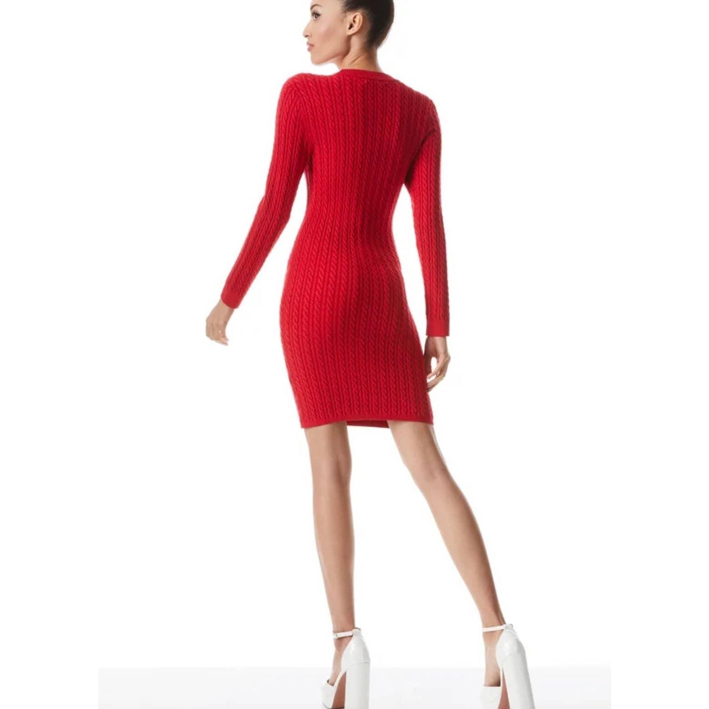 Alice + Olivia Yuna Cable Knit Dress Bodycon Size Large Red - Premium Clothing, Shoes & Accessories:Baby:Baby & Toddler Clothing:Bottoms from Alice + Olivia - Just $199.00! Shop now at Finds For You