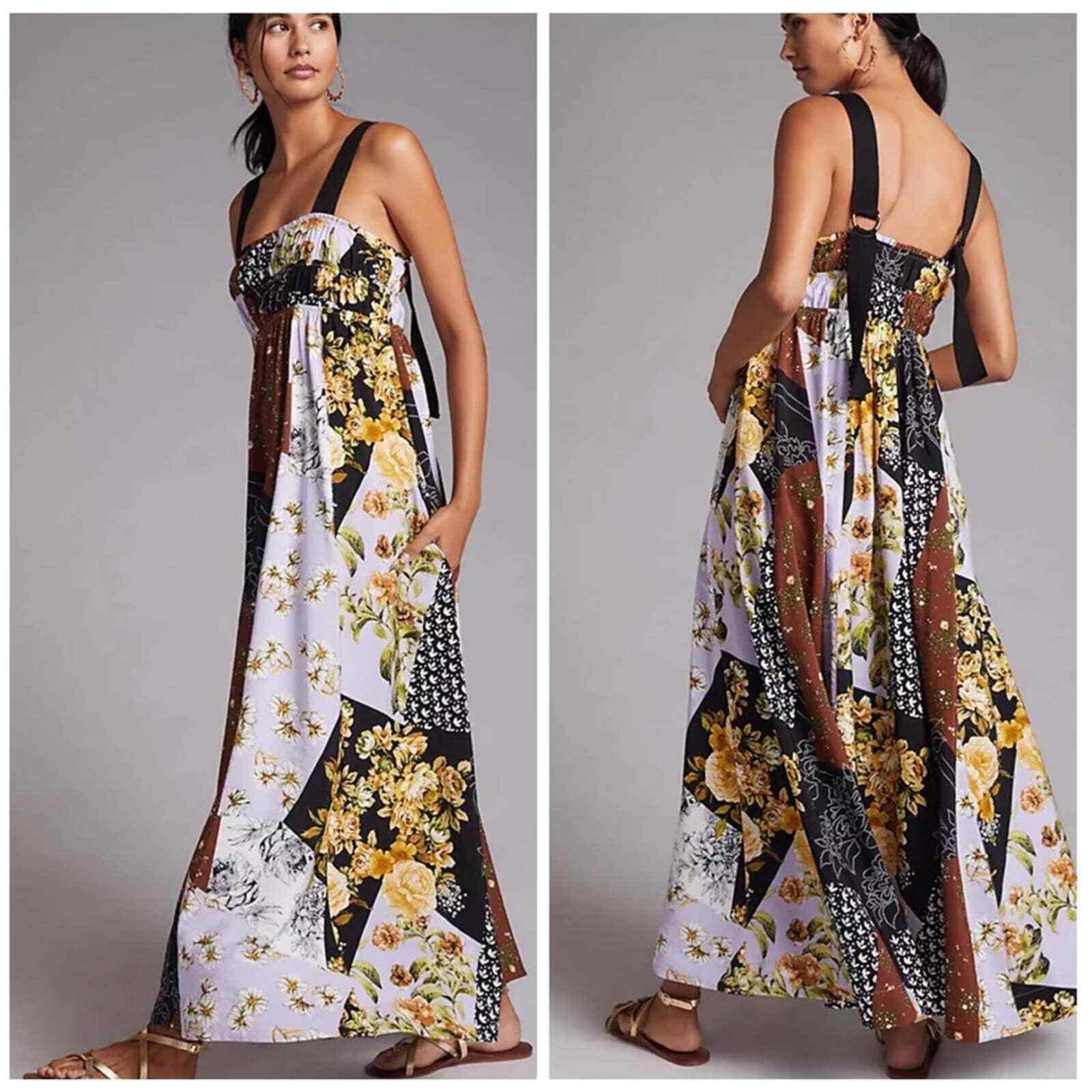 maeve clothing dress Anthropologie Maeve Floral Maxi Dress Patchwork Size M NEW – Finds For You