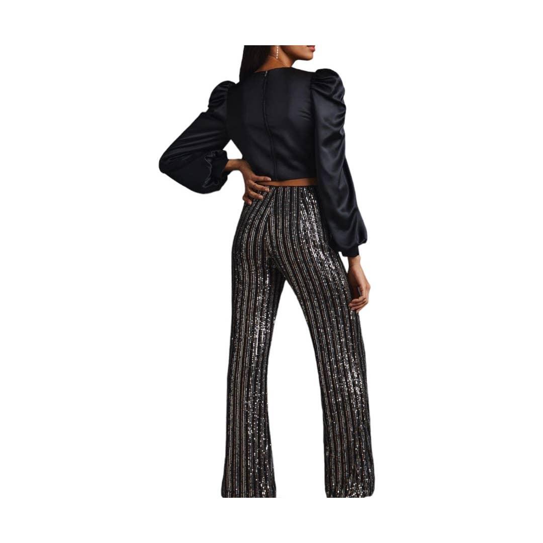 Anthropologie Maeve Sequin Flare Pants Striped Size 4 New - Premium Clothing, Shoes & Accessories:Baby:Baby & Toddler Clothing:Bottoms from Anthropologie - Just $159.00! Shop now at Finds For You