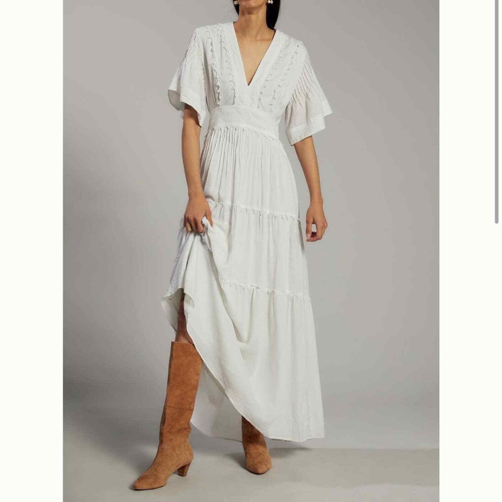 anthropologie petite dresses Anthropologie Magali Pascal Tiered Lace Midi Dress Size Petite Medium NEW – Finds For You