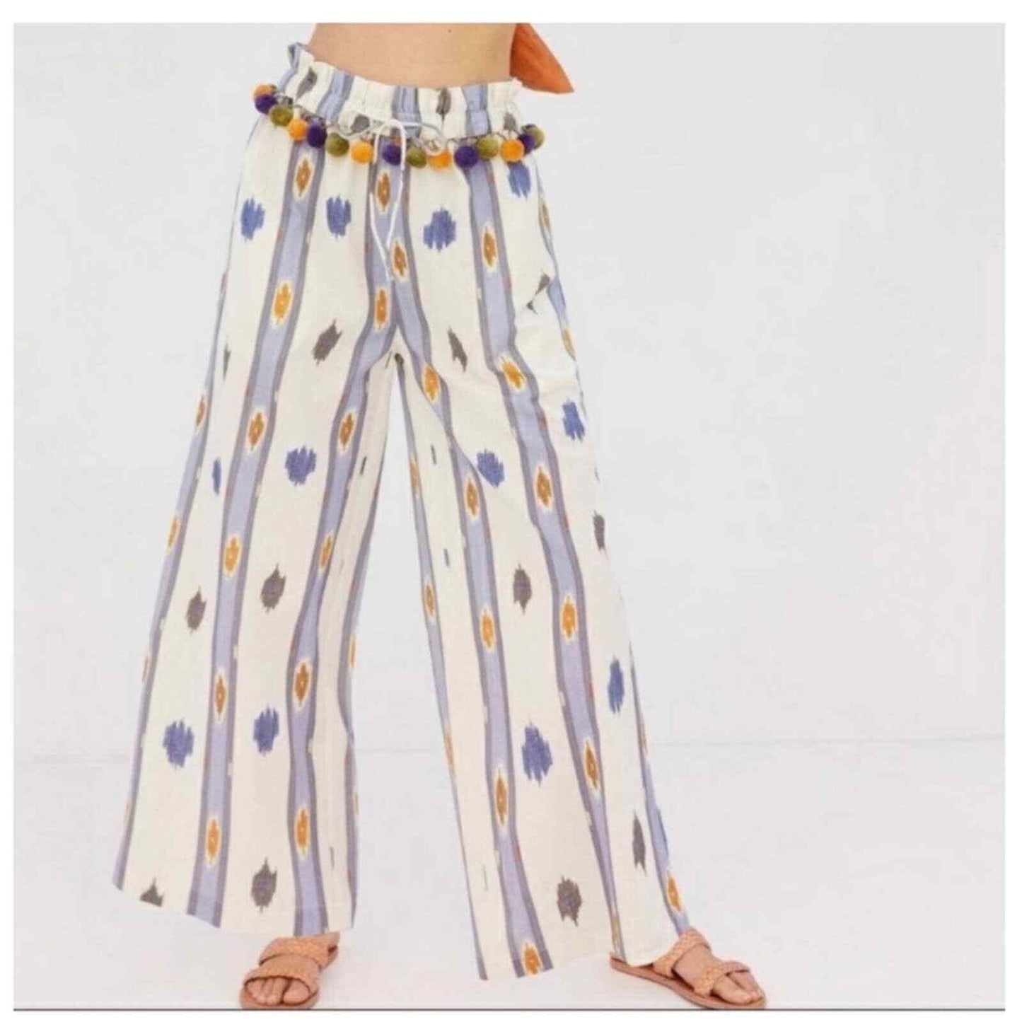 Anthropologie Ollari Pom Pom Wide Leg Ikat Pants NEW Size Small - Premium Clothing, Shoes & Accessories:Women:Women's Clothing:Pants from Anthropologie - Just $60.00! Shop now at Finds For You