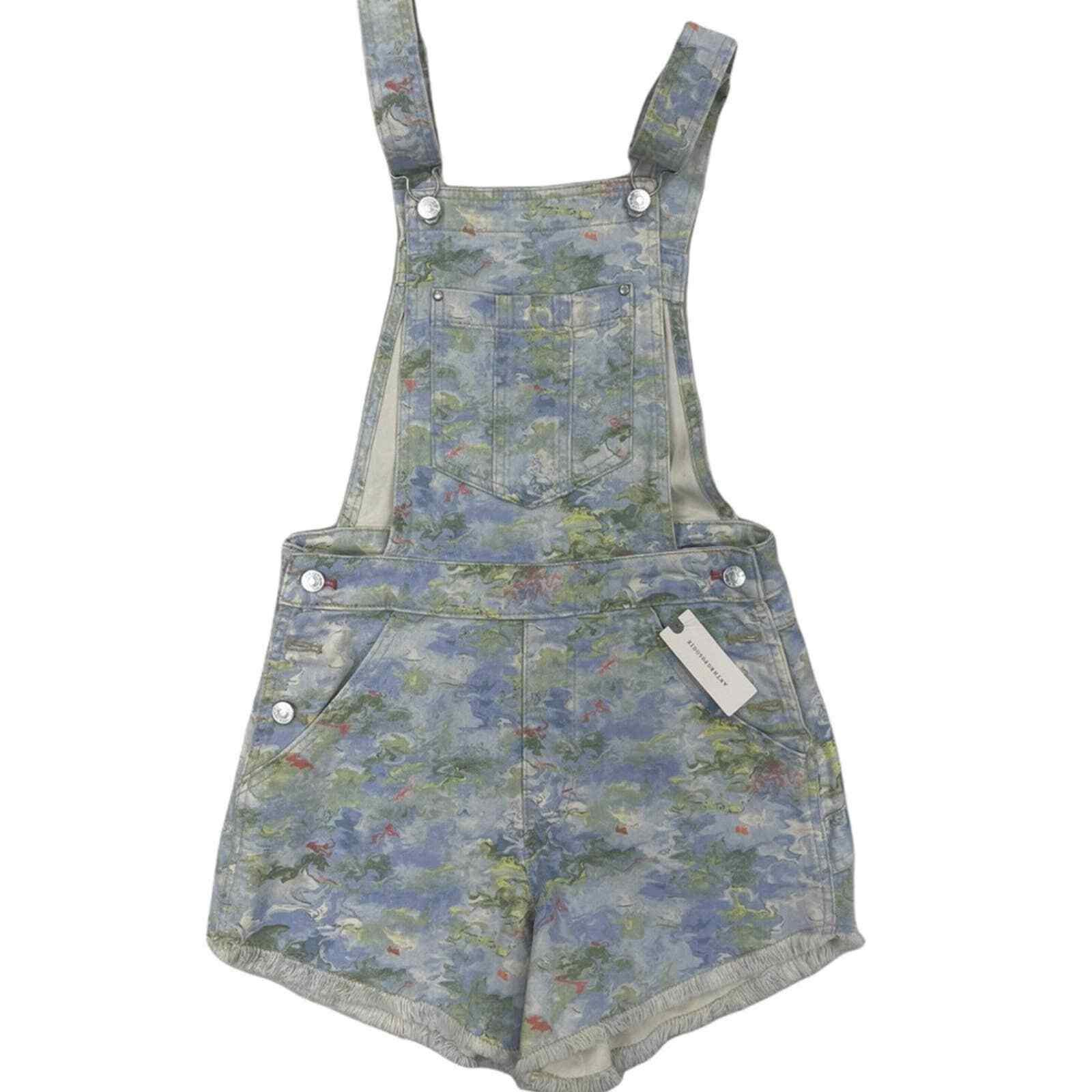 Anthropologie Pilcro Cut-Off Short Overalls Size 26 Denim Watercolor - Premium Clothing, Shoes & Accessories:Women:Women's Clothing:Jumpsuits & Rompers from Anthropologie - Just $99.99! Shop now at Finds For You