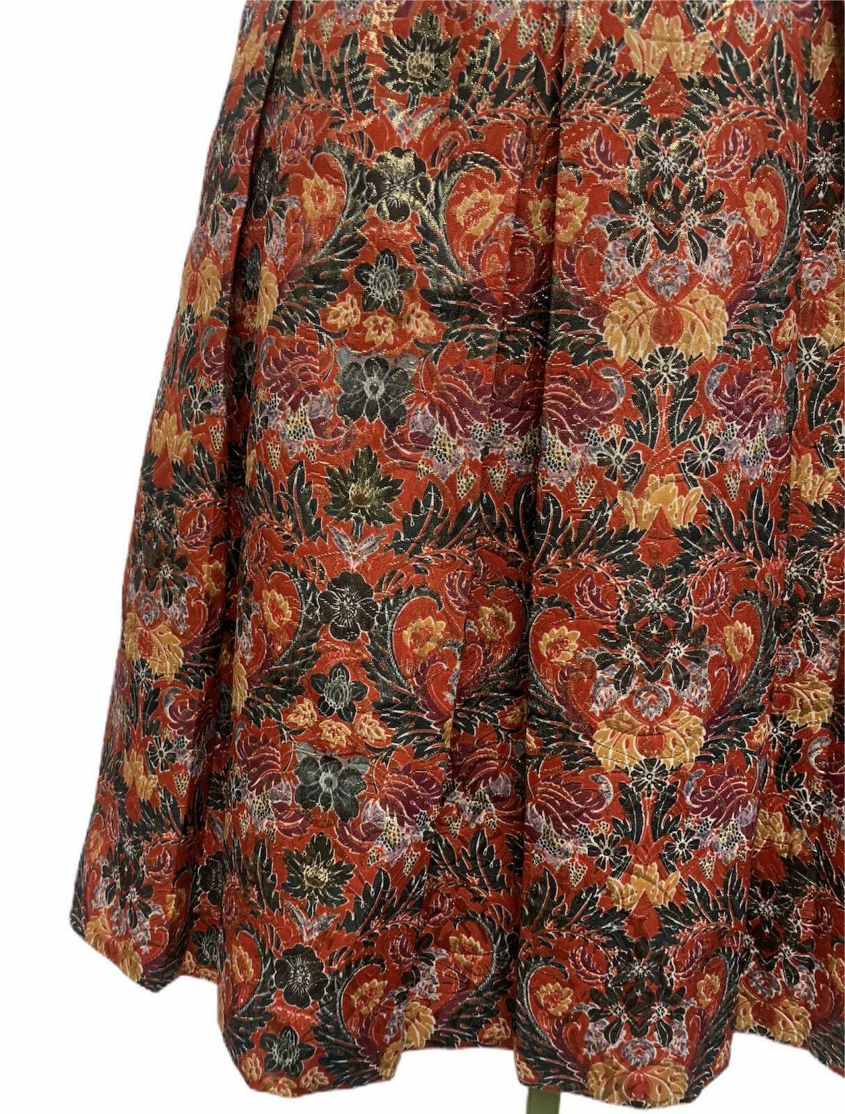 Anthropologie Rosia Skirt by Maeve Pleated A Line Red Floral Metallic Size Small - Premium Clothing, Shoes & Accessories:Women:Women's Clothing:Skirts from Anthropologie - Just $30.29! Shop now at Finds For You