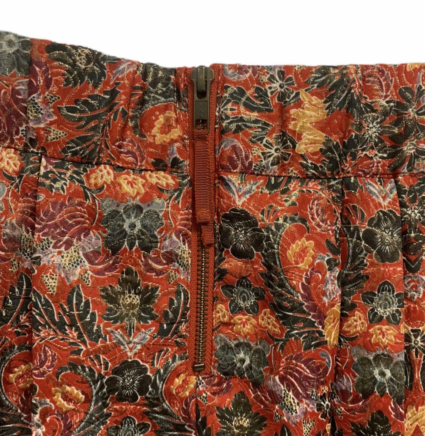 Anthropologie Rosia Skirt by Maeve Pleated A Line Red Floral Metallic Size Small - Premium Clothing, Shoes & Accessories:Women:Women's Clothing:Skirts from Anthropologie - Just $30.29! Shop now at Finds For You