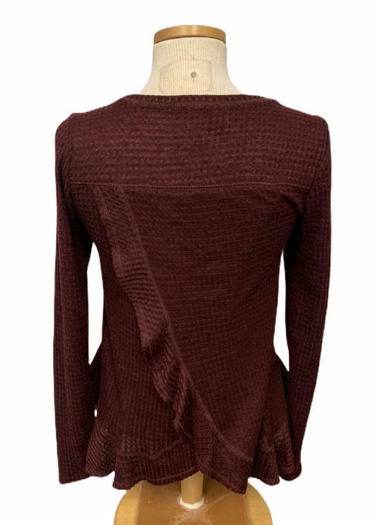 Anthropologie Saturday Sunday Wendy Waffle Ruffle Open Back Tunic XS Burgundy - Premium Clothing, Shoes & Accessories:Women:Women's Clothing:Tops from Anthropologie - Just $24.99! Shop now at Finds For You