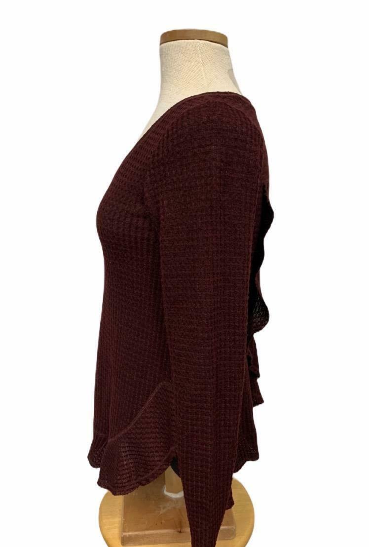 Anthropologie Saturday Sunday Wendy Waffle Ruffle Open Back Tunic XS Burgundy - Premium Clothing, Shoes & Accessories:Women:Women's Clothing:Tops from Anthropologie - Just $24.99! Shop now at Finds For You
