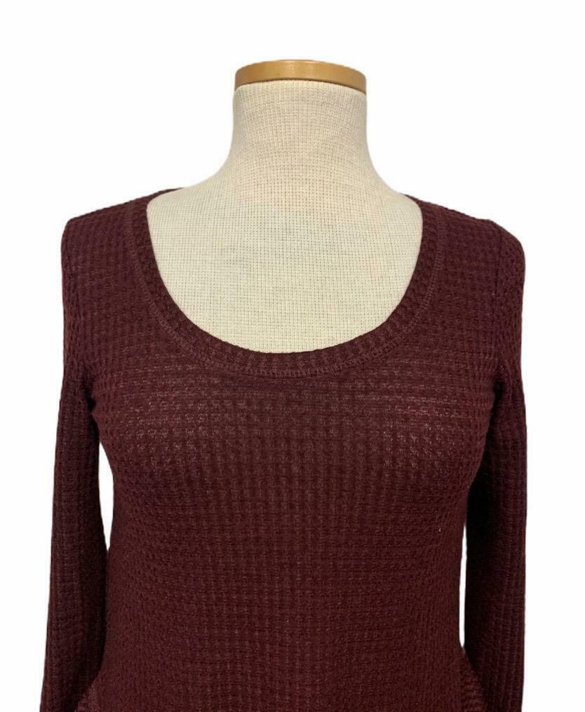 Anthropologie Saturday Sunday Wendy Waffle Ruffle Open Back Tunic XS Burgundy - Premium Clothing, Shoes & Accessories:Women:Women's Clothing:Tops from Anthropologie - Just $24.99! Shop now at Finds For You