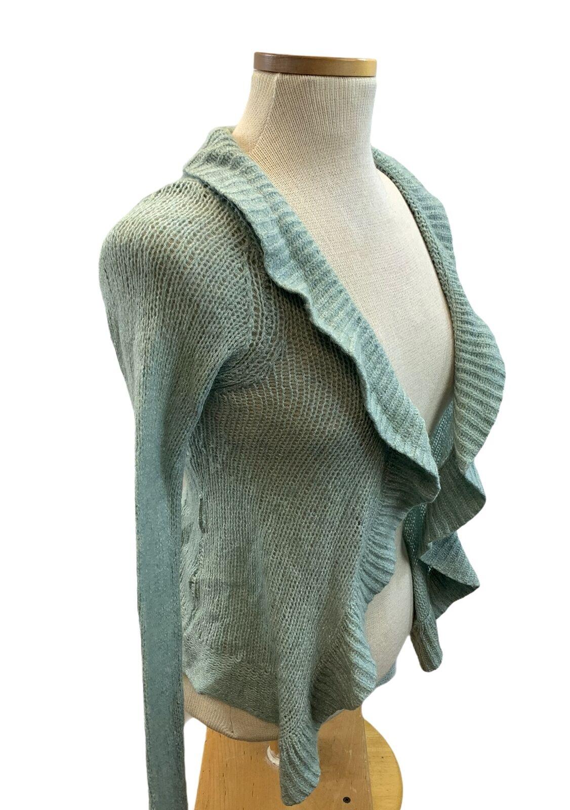 Anthropologie Sleeping On Snow Green Ruffle Open Front Cardigan Womens Size S - Premium Clothing, Shoes & Accessories:Women:Women's Clothing:Sweaters from Anthropologie - Just $22.71! Shop now at Finds For You
